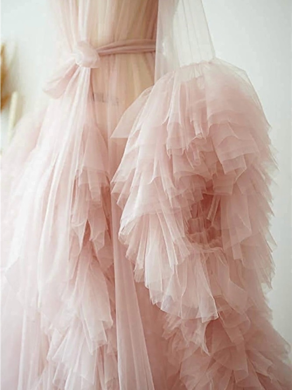 Soft Blush Ruffle Tulle Maxi for Bridal Photoshoot - Picture 6 of 12